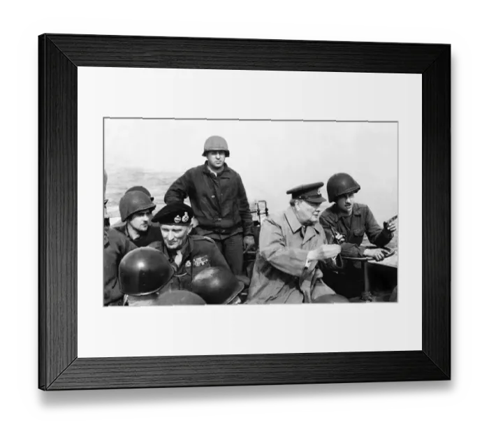 Framed Print : Prime Minister Winston Churchill and Field Marshal Bernard Montgomery crossing the Rhine Framed Print : Prime Minister Winston Churchill and Field Marshal Bernard Montgomery crossing the Rhine