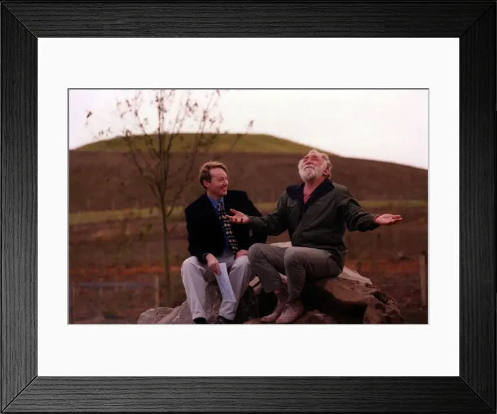 Framed Print : David Bellamy and Landscape Architect Philip Barker looks over the country park Framed Print : David Bellamy and Landscape Architect Philip Barker looks over the country park