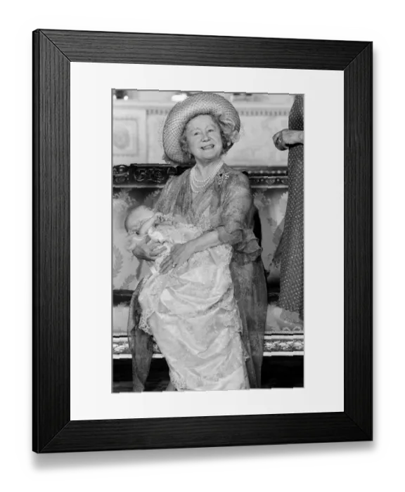 Framed Print : Prince William Collection 1982 Queen Mother with great grandson William in