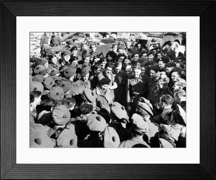 Framed Print : Field Marshal Bernard Montgomery seen here talking to the men of the Black Watch shortly Framed Print : Field Marshal Bernard Montgomery seen here talking to the men of the Black Watch shortly