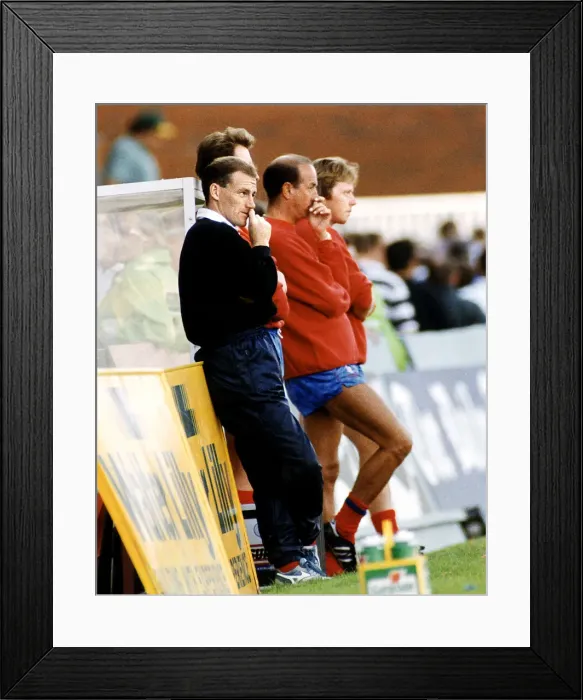 Framed Print : Crystal Palace manager Steve Coppell watches on nervously from the sidelines alongside Framed Print : Crystal Palace manager Steve Coppell watches on nervously from the sidelines alongside