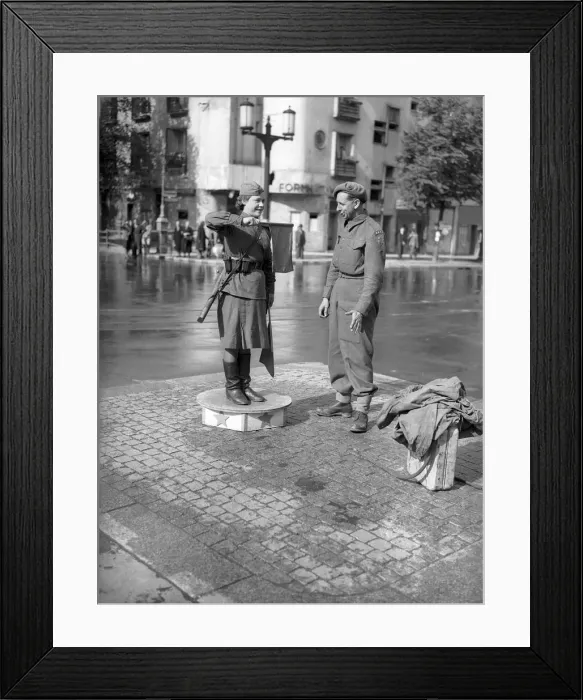 Framed Print : A spot of fraternising between a Russian army girl on traffic duty Framed Print : A spot of fraternising between a Russian army girl on traffic duty