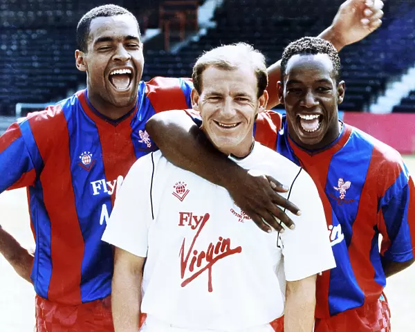 Crystal Palace manager Steve Coppell poses his two strikers Mark Bright (left