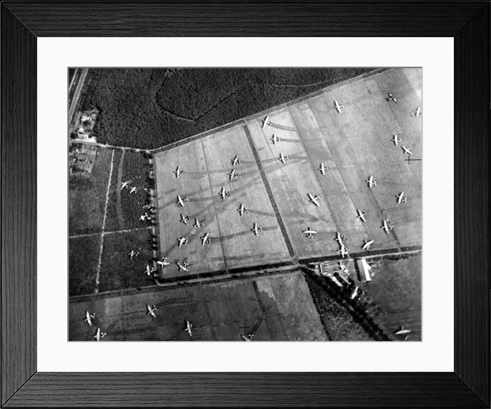 Framed Print : Picture taken from an RAF photographic reconnaissance Spitfire plane of the scene in