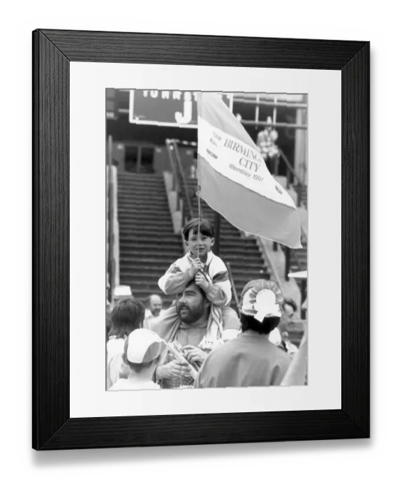 Framed Print : One of the younger Blues fans seven year old Curtis Neary with his dad Mark from Yardley Framed Print : One of the younger Blues fans seven year old Curtis Neary with his dad Mark from Yardley