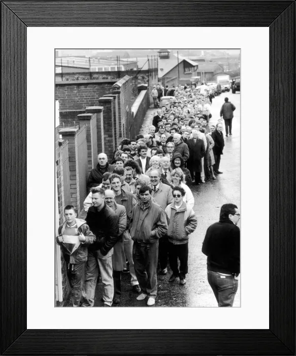 Framed Print : FA Cup fever gripped St Andrews today as blues fans queued for tickets for Framed Print : FA Cup fever gripped St Andrews today as blues fans queued for tickets for