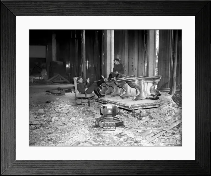 Framed Print : Two members of the Russian Red Army in the ruins of Adolf Hitler Framed Print : Two members of the Russian Red Army in the ruins of Adolf Hitler