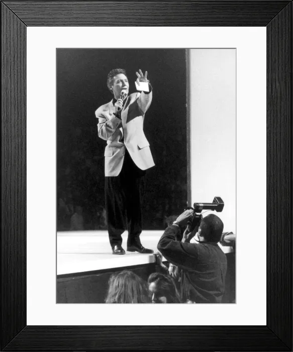 Framed Print : Clothes Show Live, Jeff Banks introducing the fashion show at Clothes Show Live
