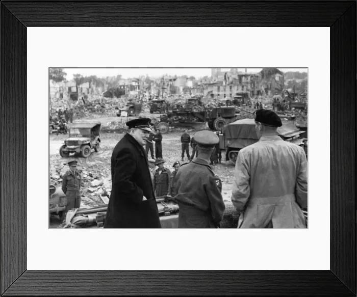 Framed Print : Field Marshal Bernard Montgomery with Prime Minister Winston Churchill during a tour of Framed Print : Field Marshal Bernard Montgomery with Prime Minister Winston Churchill during a tour of