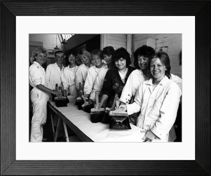 Framed Print : Giving men the brush off... women who are aiming for equal opportunities Framed Print : Giving men the brush off... women who are aiming for equal opportunities