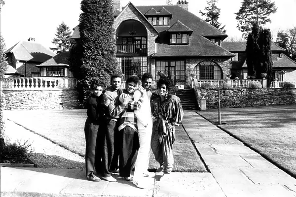 Five Star pop group outside their new home Stone Court in Berkshire, March 1987