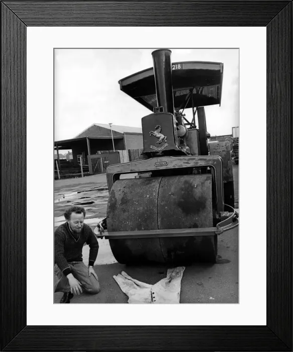 Framed Print : Tom Weatherell with his vintage 10-ton steam roller Resolution on 26th March 1978 Framed Print : Tom Weatherell with his vintage 10-ton steam roller Resolution on 26th March 1978