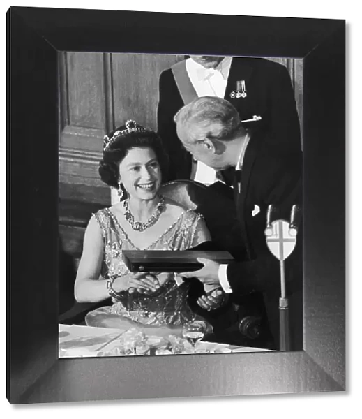 The Queen attending the T. U. C Centenary banquet at The Guildhall. 5th June 1968