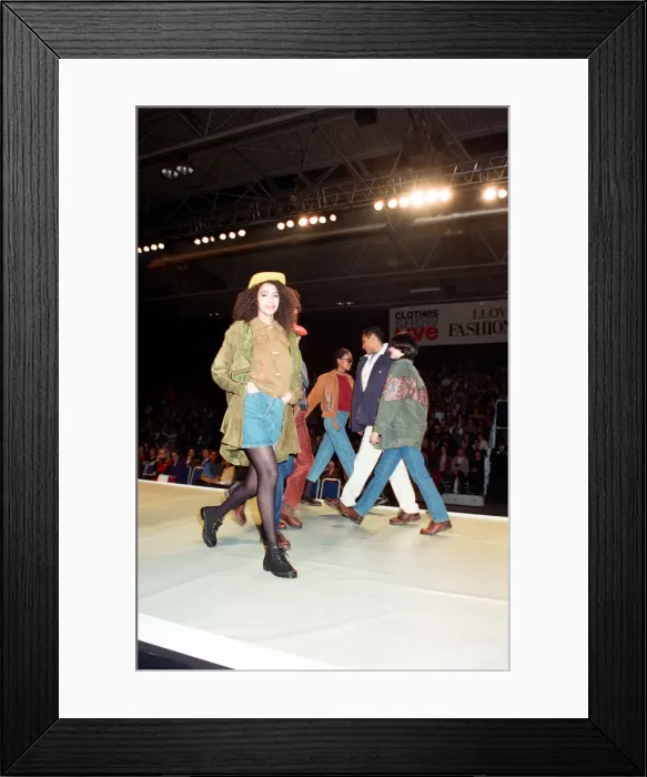 Framed Print : Clothes Show Live, models on the catwalk, Birmingham NEC, 6th December 1990 Framed Print : Clothes Show Live, models on the catwalk, Birmingham NEC, 6th December 1990
