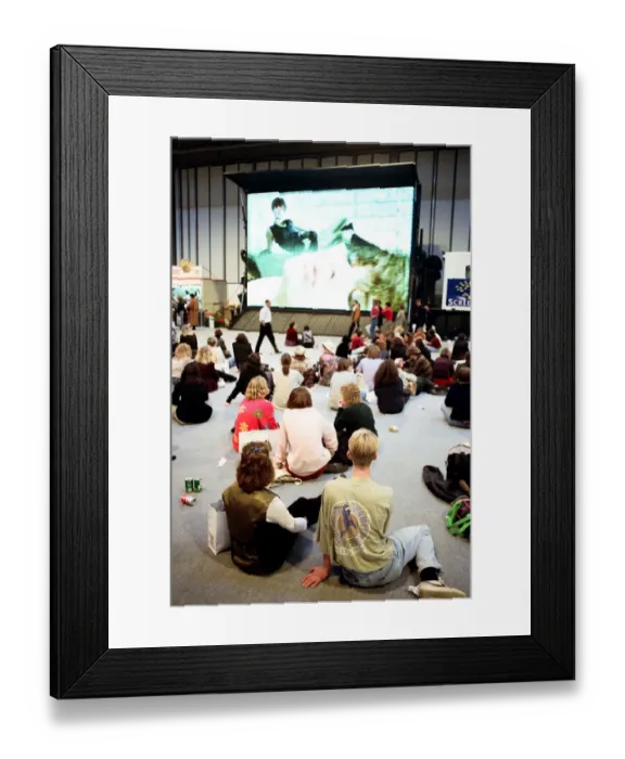 Framed Print : Clothes Show Live, audience members looking at a big screen, Birmingham NEC