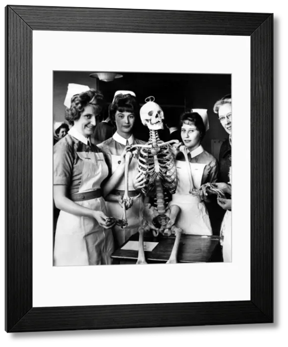 Framed Print : Jimmy, the skeleton, seems delighted to be with company at the opening of the Nurses Framed Print : Jimmy, the skeleton, seems delighted to be with company at the opening of the Nurses