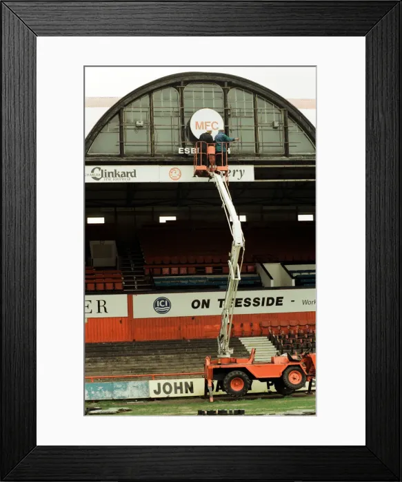 Framed Print : The old clock and stands at Ayresome Park, the home of Middlesbrough F Framed Print : The old clock and stands at Ayresome Park, the home of Middlesbrough F