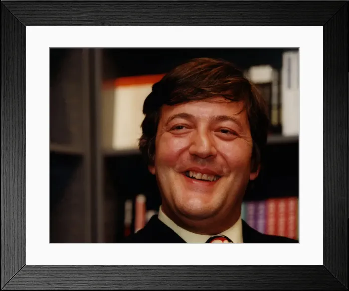 Framed Print : Actor and author Stephen Fry in Newcastle to promote his new book on 3rd November 1998