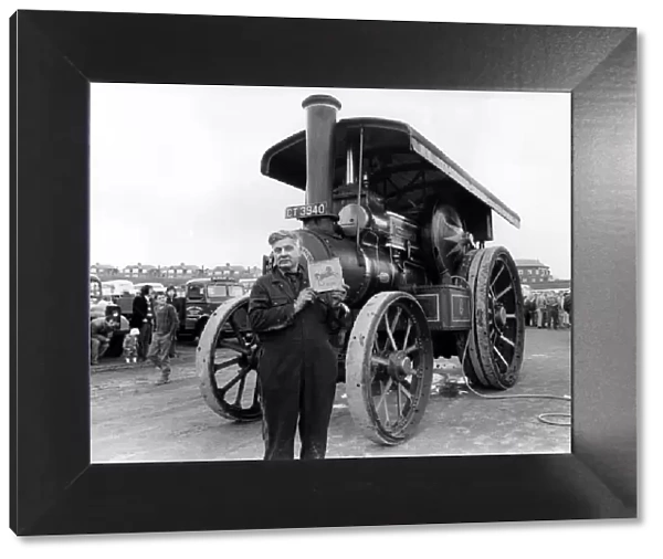 Milburn Stafford with his prize-winning 1920 steam road locomotive on 4th June 1984 at