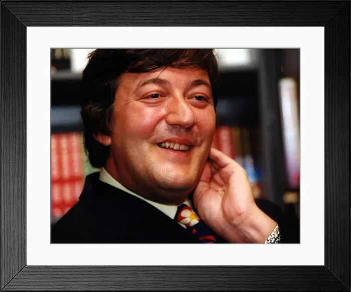 Framed Print : Actor and author Stephen Fry in Newcastle to promote his new book on 3rd November 1998