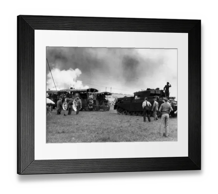 Framed Print : Traction engines and a tank having a tug of war at a Steam Rally on 10th June 1961