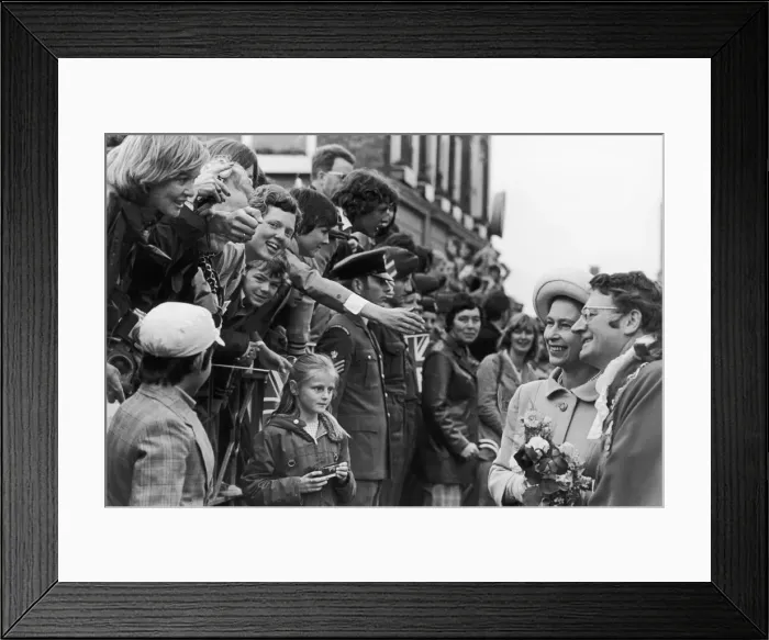 Framed Print : The Queen and mayor of Stockton seen here meeting the crowds gathered to greet the Queen