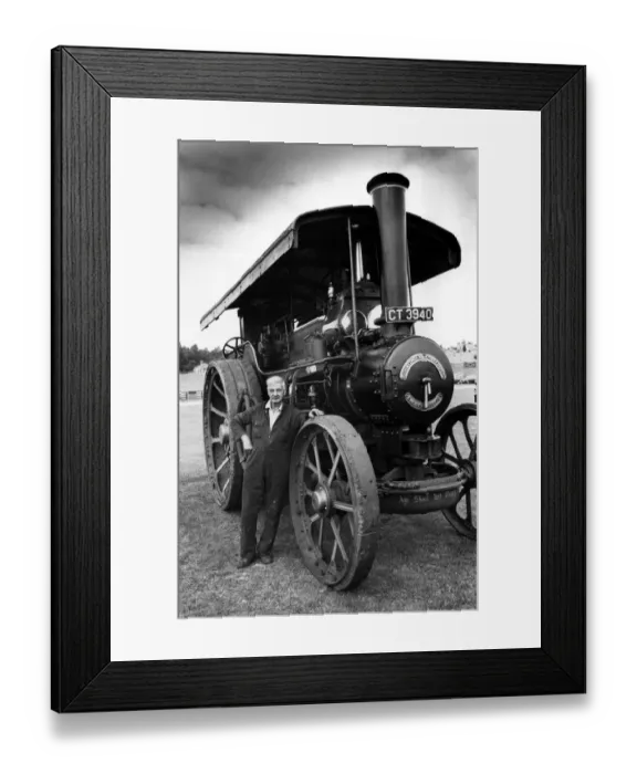 Framed Print : Chuffed: Mr Benjamin Stafford with his Fowler road locomotive at Beamish Museum Framed Print : Chuffed: Mr Benjamin Stafford with his Fowler road locomotive at Beamish Museum