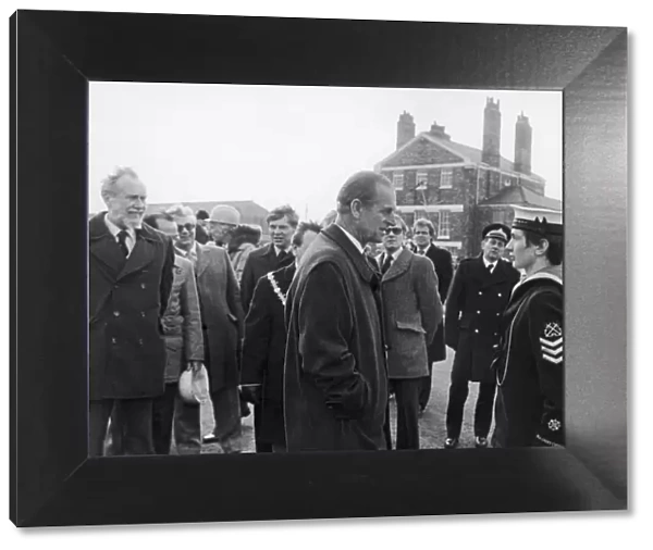 Prince Philip seen here chatting with a sea cadet whilst in Hartlepool to visit HMS