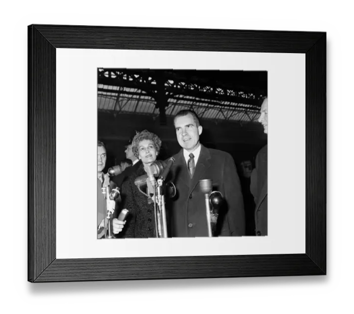Framed Print : American Vice President Richard Nixon with his wife at Victoria Station in London 1958 Framed Print : American Vice President Richard Nixon with his wife at Victoria Station in London 1958
