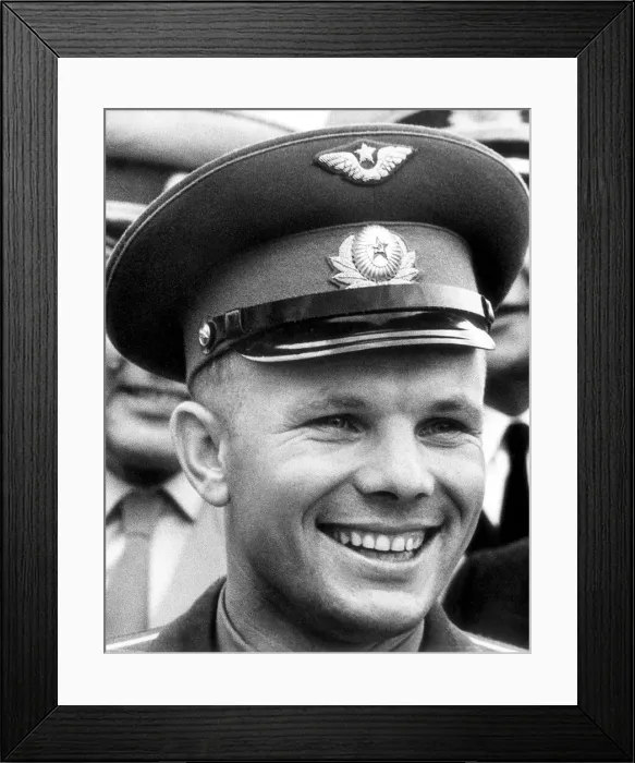 Framed Print : Russian cosmonaut Yuri Alekseyevich Gagarin (the first man in space Framed Print : Russian cosmonaut Yuri Alekseyevich Gagarin (the first man in space