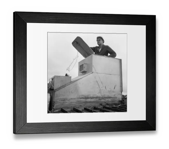 Framed Print : Armoured Tractor, ploughing fields littered with shells and bombs, 31st August 1967 Framed Print : Armoured Tractor, ploughing fields littered with shells and bombs, 31st August 1967
