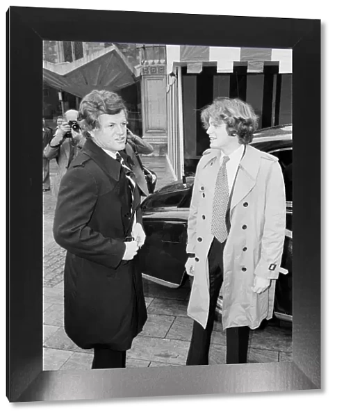 Senator Edward Kennedy with his 17 year old son Teddy Kennedy arrive for