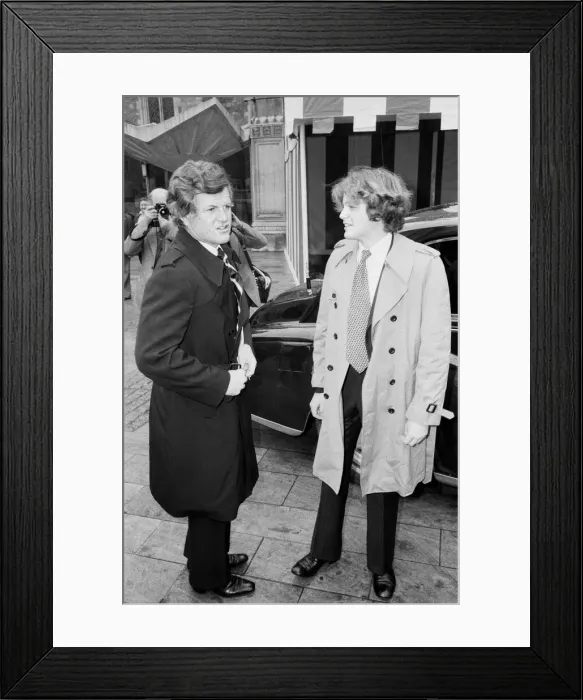 Framed Print : Senator Edward Kennedy with his 17 year old son Teddy Kennedy arrive for