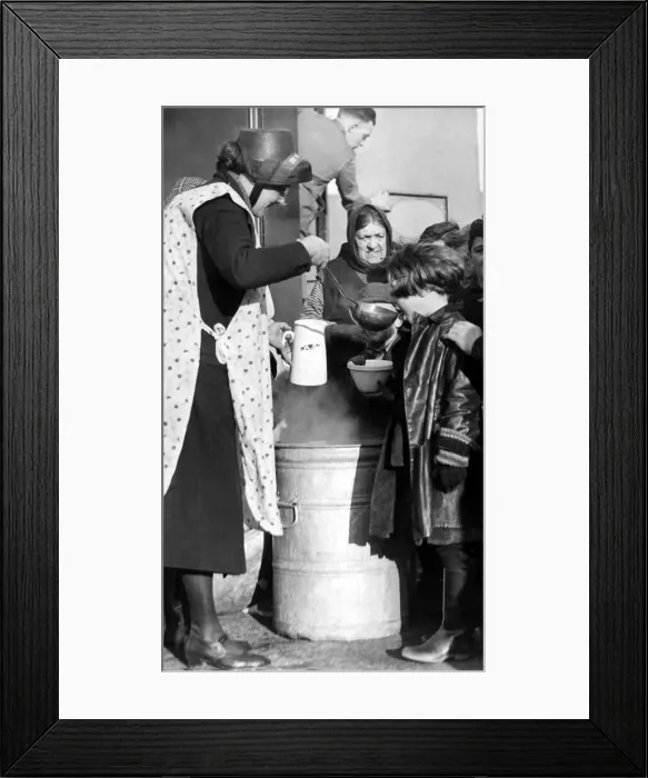 Framed Print : Serving out free soup during the visit of the Salvation Army Men Framed Print : Serving out free soup during the visit of the Salvation Army Men