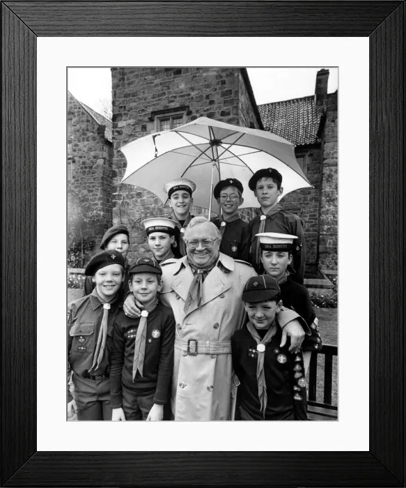 Framed Print : Former Goon Sir Harry Secombe gives a few tips to the youngsters performing in Framed Print : Former Goon Sir Harry Secombe gives a few tips to the youngsters performing in
