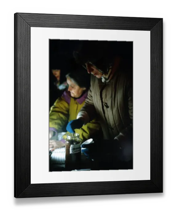 Framed Print : Dean Street Soup kitchen for the homeless on 21st February 1995 Framed Print : Dean Street Soup kitchen for the homeless on 21st February 1995