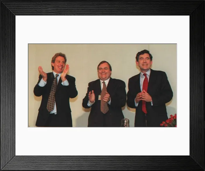 : TONY BLAIR MP LABOUR LEADER WITH GORDON BROWN MP AND JOHN PRESCOTT MP AFTER SPEECH : TONY BLAIR MP LABOUR LEADER WITH GORDON BROWN MP AND JOHN PRESCOTT MP AFTER SPEECH