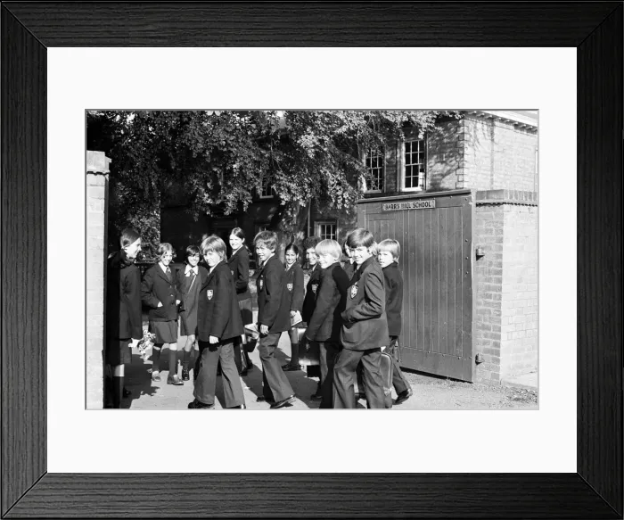 Framed Print : Boys arriving at Barrs Hill School in Coventry for the first time since it changed Framed Print : Boys arriving at Barrs Hill School in Coventry for the first time since it changed