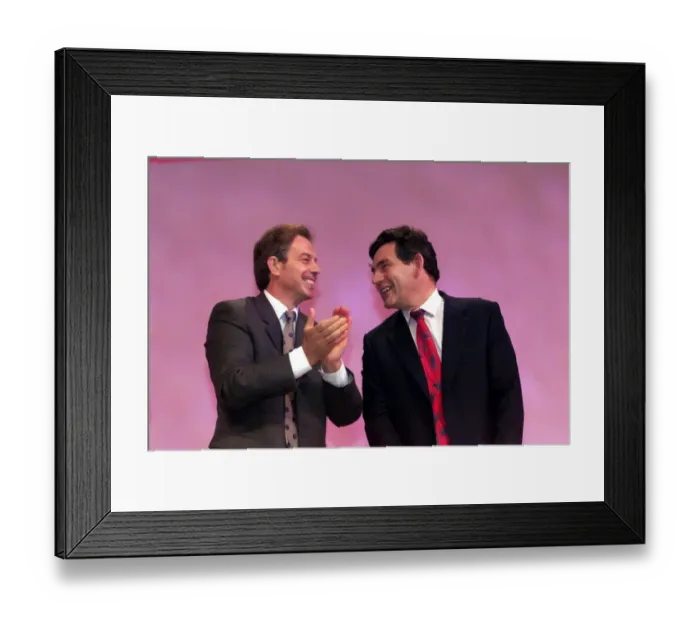 Framed Print : TONY BLAIR APPLAUDS GORDON BROWN SEP 1999 AFTER HIS SPEECH AT THE LABOUR PARTY