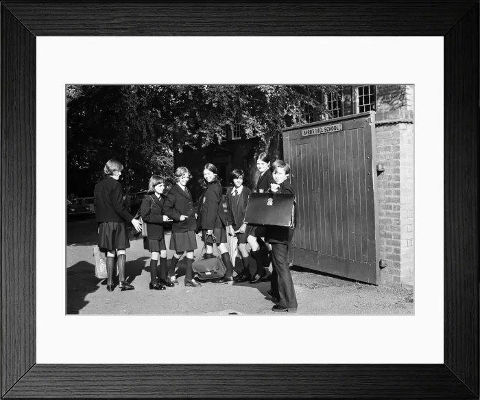 Framed Print : Boys arriving at Barrs Hill School in Coventry for the first time since it changed Framed Print : Boys arriving at Barrs Hill School in Coventry for the first time since it changed