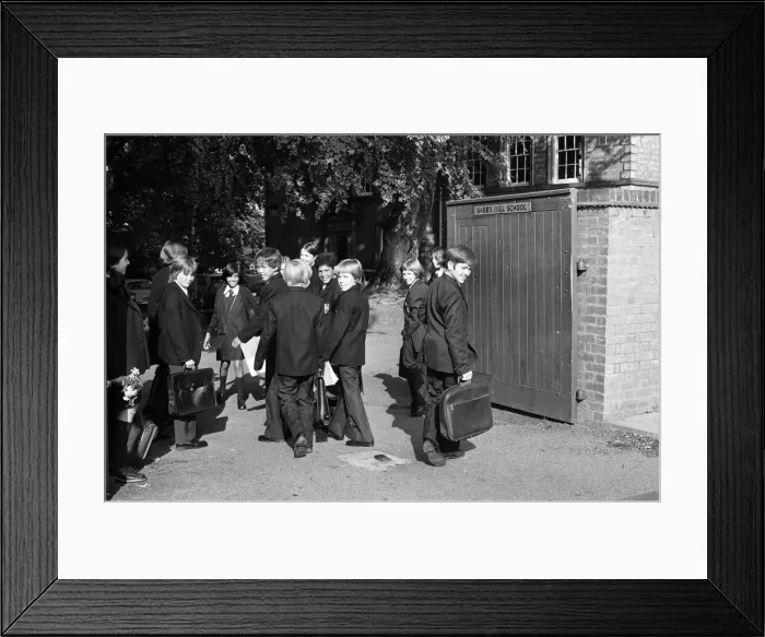 Framed Print : Boys arriving at Barrs Hill School in Coventry for the first time since it changed Framed Print : Boys arriving at Barrs Hill School in Coventry for the first time since it changed