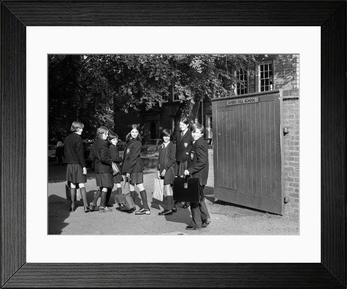 Framed Print : Boys arriving at Barrs Hill School in Coventry for the first time since it changed Framed Print : Boys arriving at Barrs Hill School in Coventry for the first time since it changed