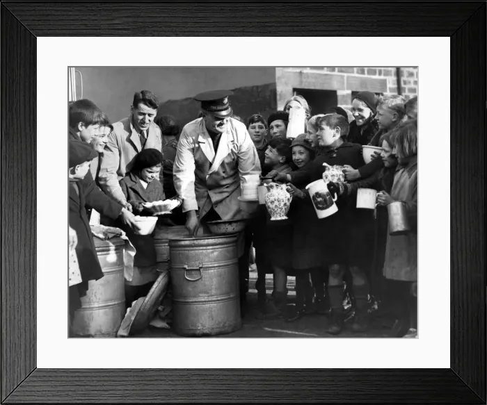 Framed Print : Jugs, basins and cans were perssed into service when the Salvation Army Men