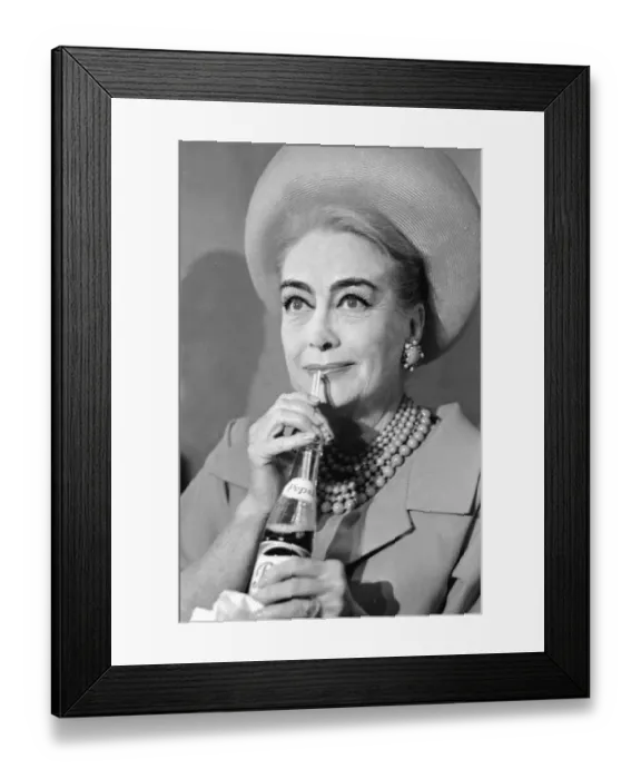 Framed Print : Joan Crawford portrait smiling hat earings pearl jewellery Framed Print : Joan Crawford portrait smiling hat earings pearl jewellery