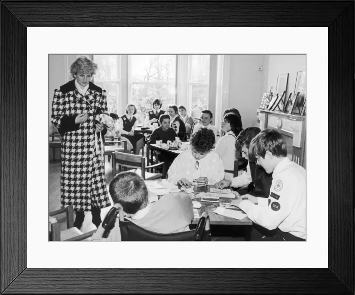 Framed Print : Princess Diana, Princess of Wales seen here talking to handicapped Framed Print : Princess Diana, Princess of Wales seen here talking to handicapped