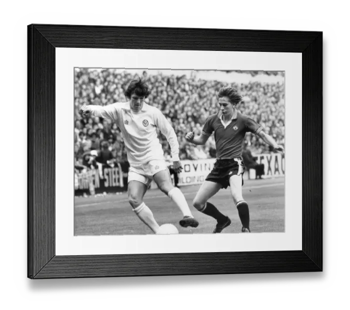 Framed Print : Leeds FC V Manchester United FC. Eddie Gray of Leeds beating a Manchester United defender Framed Print : Leeds FC V Manchester United FC. Eddie Gray of Leeds beating a Manchester United defender