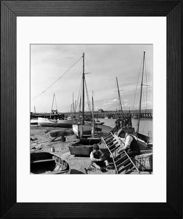 Framed Print : Two men at work at Rye Harbour, Sussex. November 1952 C5848