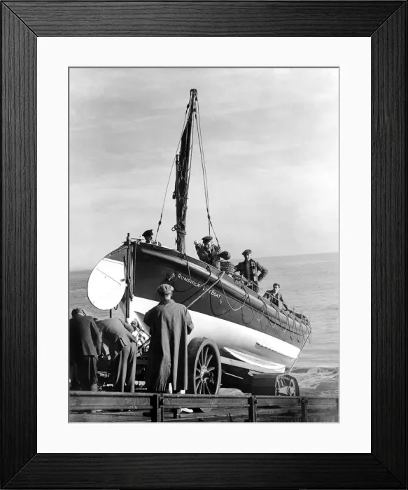Framed Print : A lifeboat at Runswick. November 1951 Framed Print : A lifeboat at Runswick. November 1951