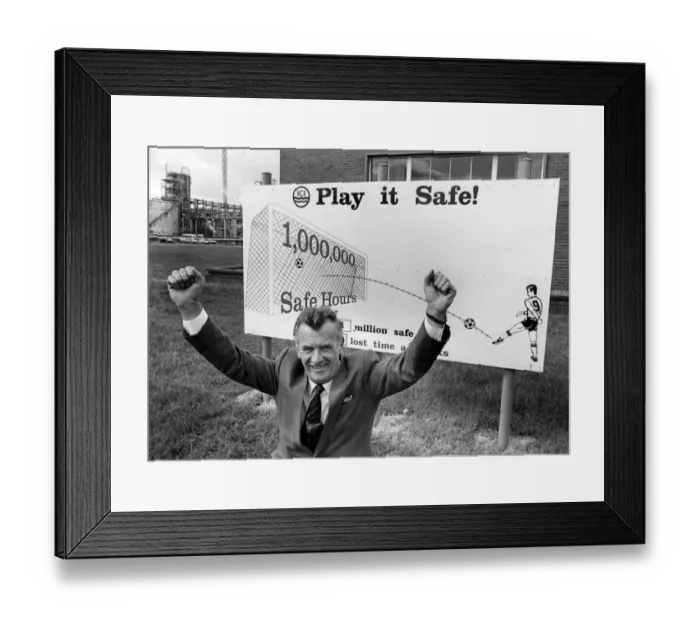Framed Print : Bob Thomson, deputy site manager celebrating safety success Framed Print : Bob Thomson, deputy site manager celebrating safety success