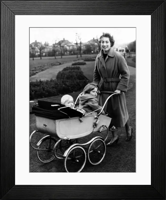 Framed Print : Mrs M Coleman, of Gosforth, with her daughters Sally and Gillian on 23rd October 1961 Framed Print : Mrs M Coleman, of Gosforth, with her daughters Sally and Gillian on 23rd October 1961